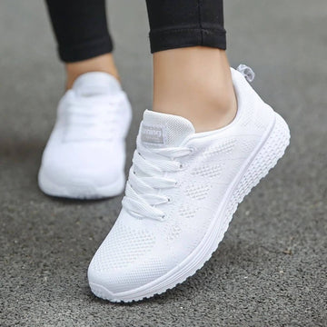 Chic Comfort: Gray and Pink Running Shoes
