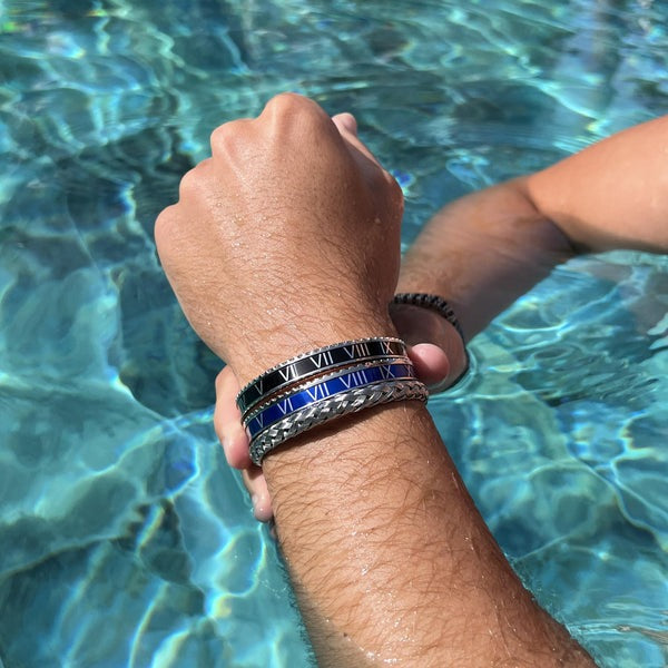 Roman Speed armband estilo bisel azul plateado