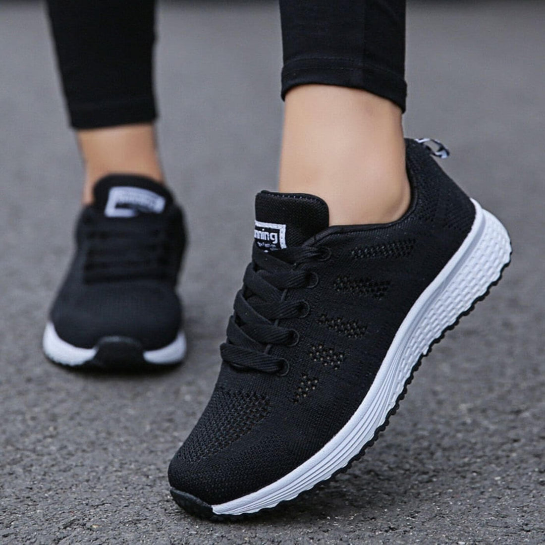 Chic Comfort: Gray and Pink Running Shoes