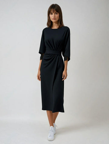 Elegance Flow™ - Luxe gedrapeerde midi-jurk
